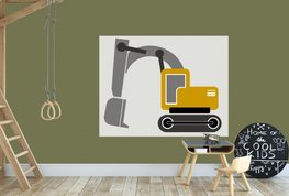 behangpaneel graafmachine oker 140 x 140 cm