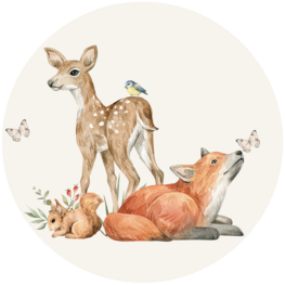 muurcirkel bosdieren baby's hert en vos