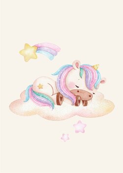 poster unicorn op wolk