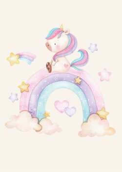poster unicorn op regenboog