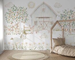 Boerderijdieren Behang Pastel