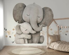 Olifant Hug Behang - voor de Kinderkamer