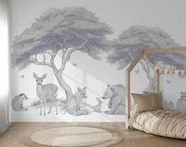 Bosdieren Getekend Behang