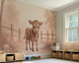 wandvullend behang met kalfje
