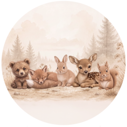Woodland Bosdieren &ndash; Neutraal Woodland Muurcirkel