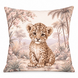 Safari Blossom Luipaardje &ndash; Kussen voor de baby- of kinderkamer