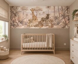 Safari Blossom Behang   &ndash; Lambrisering