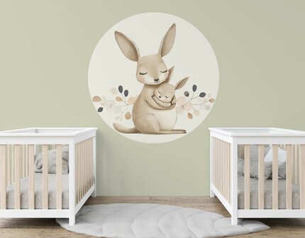 Muurcirkel  Kangaroo Hug &ndash; In Neutrale Tinten