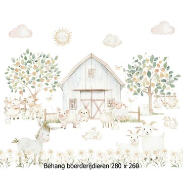 Boerderijdieren Behang Pastel