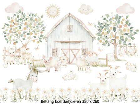 Boerderijdieren Behang Pastel