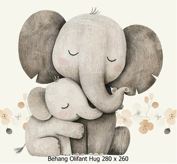 Olifant Hug Behang - voor de Kinderkamer