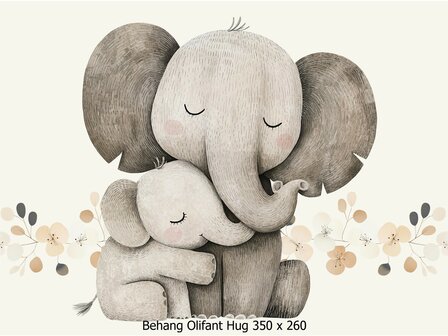 Olifant Hug Behang - voor de Kinderkamer