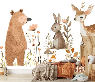 Bosdieren Behang Kinderkamer