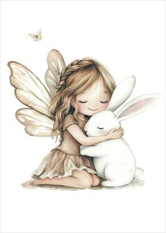 kinderposter elf naturel met konijntje