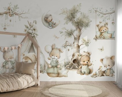 Behang Kleine Bosvriendjes