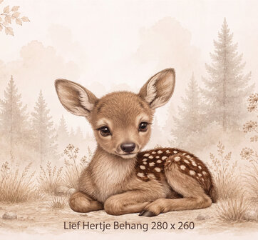 Lief Hertje in het Bos &ndash; Neutraal Woodland Behang voor de baby- of kinderkamer
