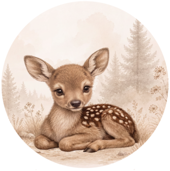 Muurcirkel Lief Hertje | Woodland Muurcirkel voor de baby- of kinderkamer