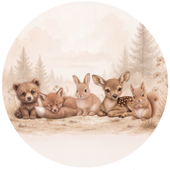 Woodland Bosdieren &ndash; Neutraal Woodland Muurcirkel