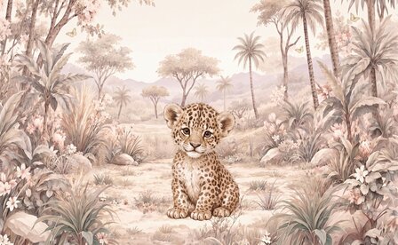 Safari Blossom Luipaard &ndash; behang