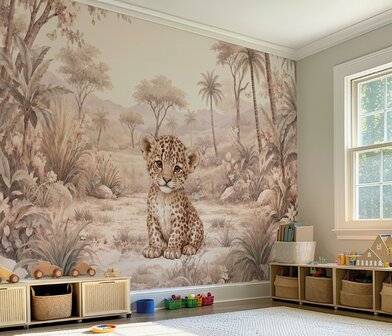 Safari Blossom Luipaard &ndash; behang