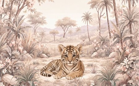 Safari Blossom Tijger &ndash; behang