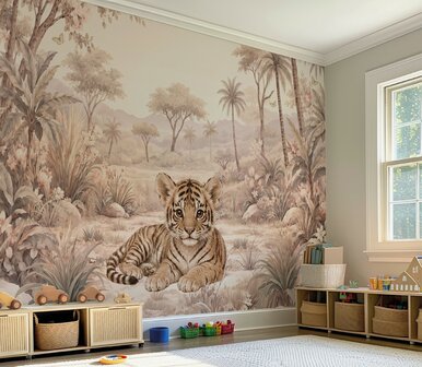Safari Blossom Tijger &ndash; behang