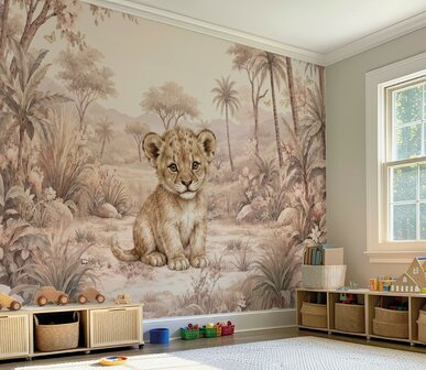 Safari Blossom Leeuw &ndash; behang