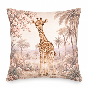 Safari Blossom Giraffe &ndash; Kussen voor de baby- of kinderkamer