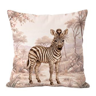 Safari Blossom Zebra &ndash; Kussen voor de baby- of kinderkamer