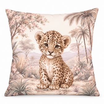 Safari Blossom Luipaardje &ndash; Kussen voor de baby- of kinderkamer