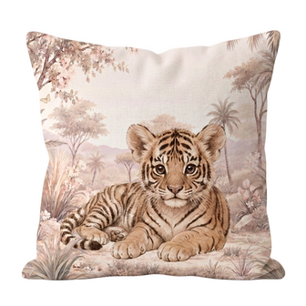 Safari Blossom Tijger &ndash; Kussen voor de baby- of kinderkamer
