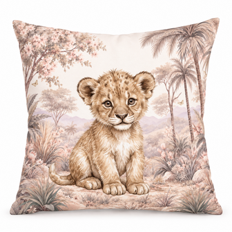 Safari Blossom Leeuwtje&ndash; Kussen voor de baby- of kinderkamer