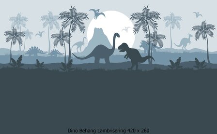 Dino behang kinderkamer &ndash; Lambrisering blauw
