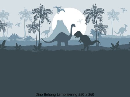 Dino behang kinderkamer &ndash; Lambrisering blauw