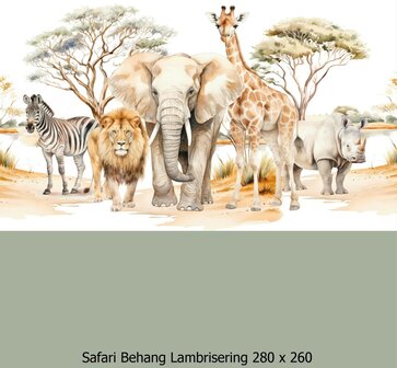 Safari behang kinderkamer  &ndash; Lambrisering - Salie Groen