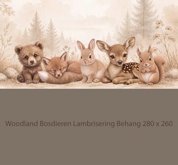 Woodland Bosdieren -Lambrisering donker Taupe