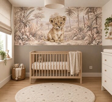 Safari Blossom Leeuwtje Behang   &ndash; Lambrisering