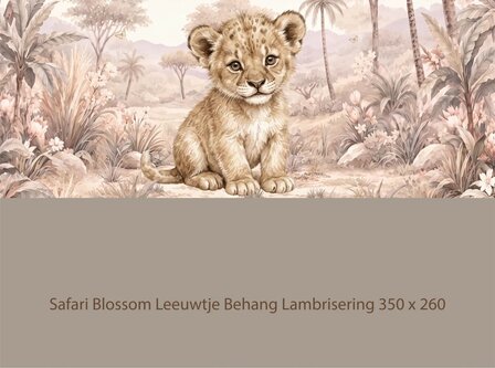 Safari Blossom Leeuwtje Behang   &ndash; Lambrisering