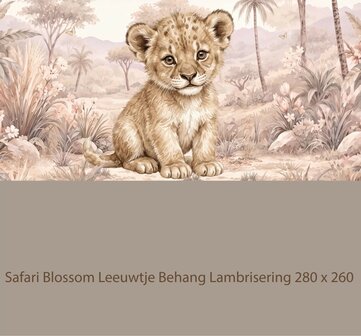 Safari Blossom Leeuwtje Behang   &ndash; Lambrisering