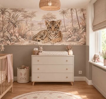 Safari Blossom Tijgertje Behang   &ndash; Lambrisering