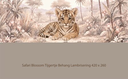 Safari Blossom Tijgertje Behang   &ndash; Lambrisering