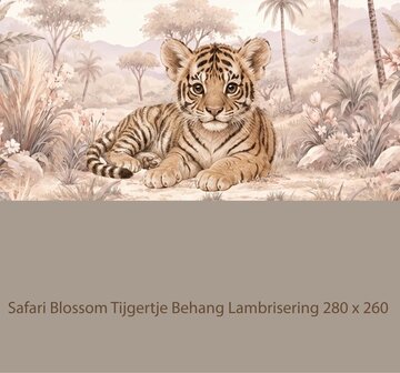Safari Blossom Tijgertje Behang   &ndash; Lambrisering