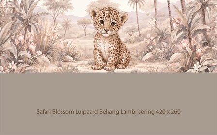 Safari Blossom Luipaard Behang  &ndash; Lambrisering