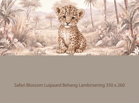 Safari Blossom Luipaard Behang  &ndash; Lambrisering