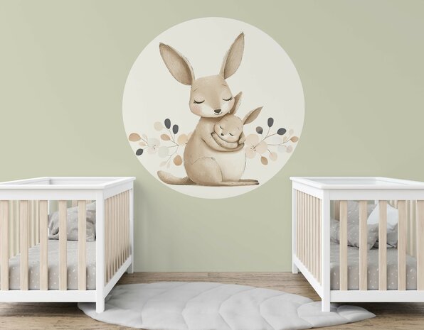 Muurcirkel  Kangaroo Hug &ndash; In Neutrale Tinten