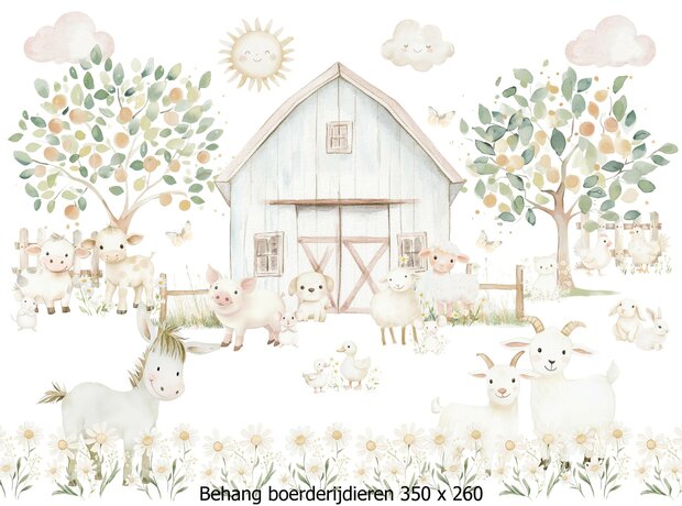 Boerderijdieren Behang Pastel
