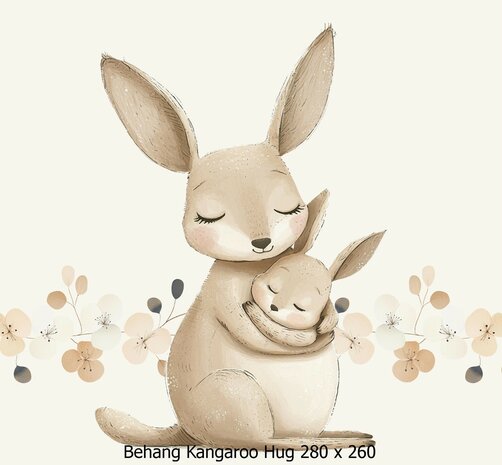 Kangaroo Hug Behang &ndash; In Neutrale Tinten