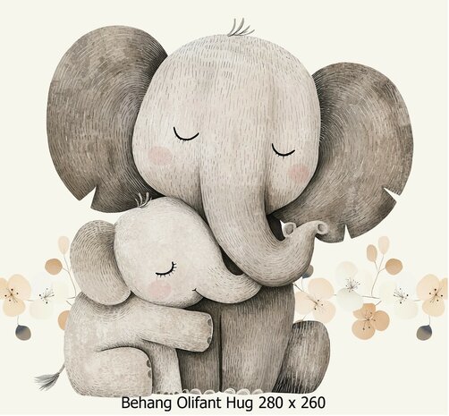Olifant Hug Behang - voor de Kinderkamer
