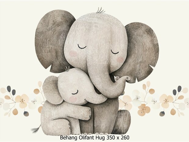 Olifant Hug Behang - voor de Kinderkamer