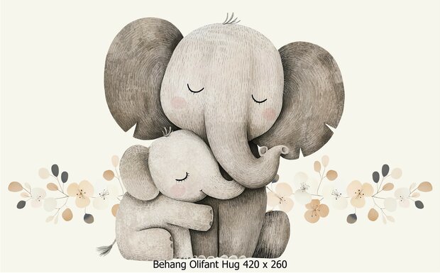 Olifant Hug Behang - voor de Kinderkamer
